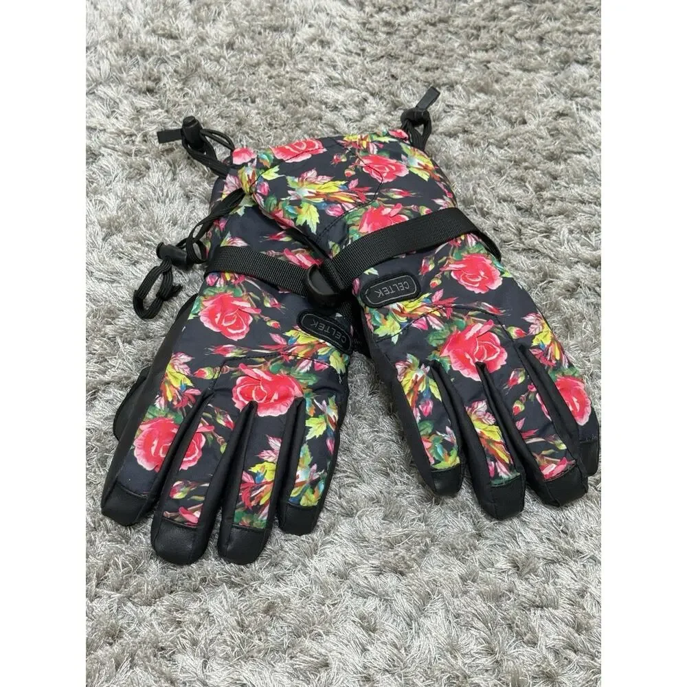 Celtek Women’s Floral Snowboard Ski Gloves Winter Insulated Size XS